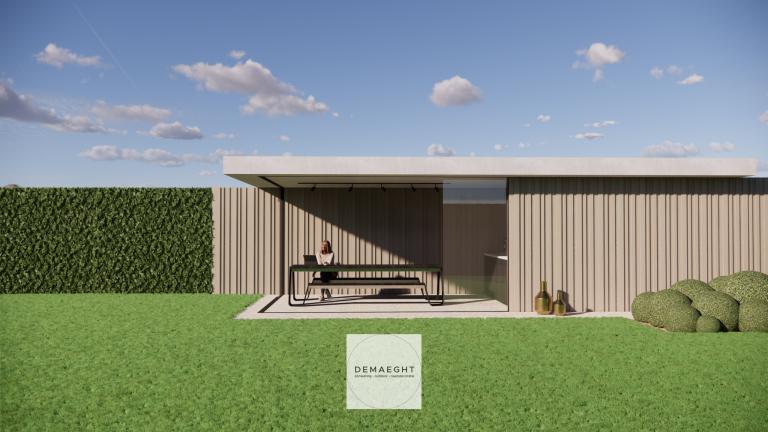 Demaeght zonwering plaatst uw houten buitengebouw of tuinkamer met de houten constructies van Carpentier hardwood en livinlodge. Een ruimte volledig op maat voor uw tuin. Een architecturaal design met een modern en strak karakter.