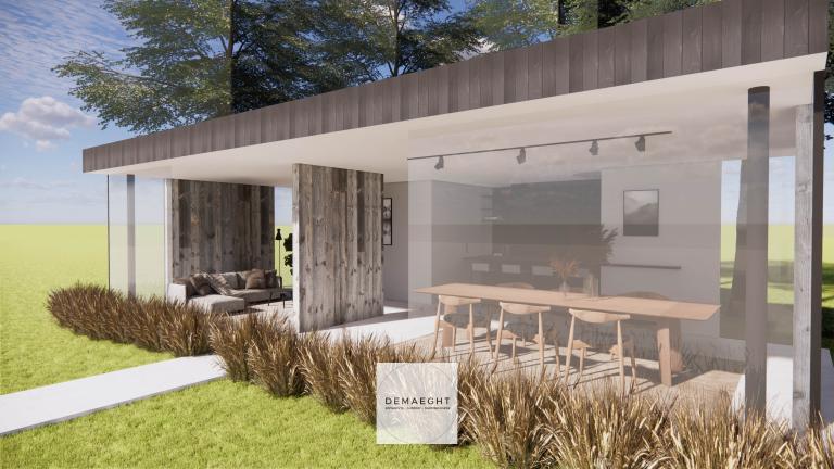 Demaeght zonwering plaatst uw houten buitengebouw of tuinkamer met de houten constructies van Carpentier hardwood en livinlodge. Een ruimte volledig op maat voor uw tuin. Een architecturaal design met een modern en strak karakter.